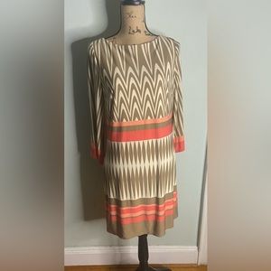 Geo print long sleeve dress